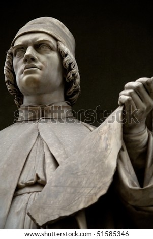 Statue Of Leon Battista Alberti. Statue Outside The Uffizi, Florence ...