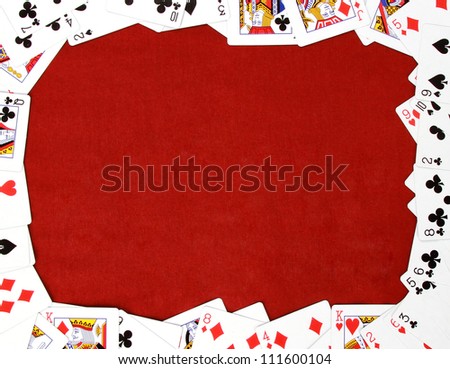 all playing cards and place for the text in center