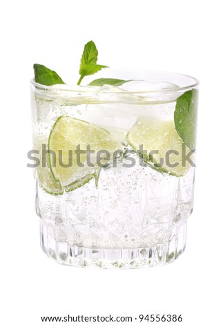 Cocktail with lime and mint. The file contains a path to cut.