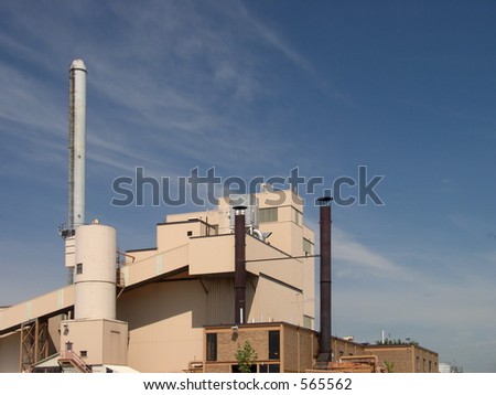 Clear crisp blue sky shows environmental awareness and concern of power plant operators
