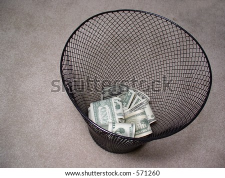 Money in trash basket