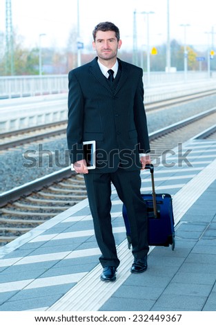 man in suit on business trip