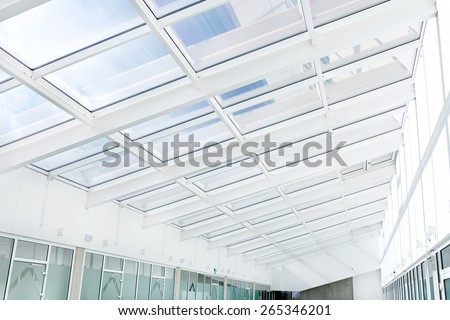 White empty modern office building interior with window shadow