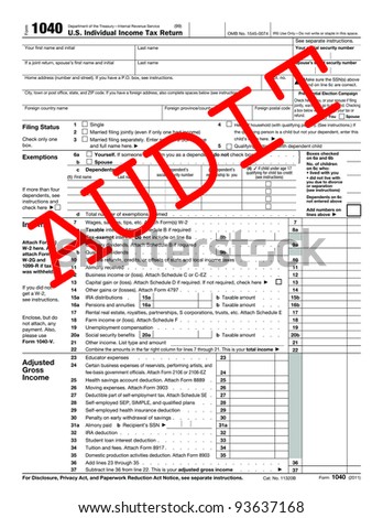 1040 Tax Form with caption AUDIT