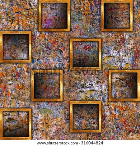 Wall Frame. Abstract Background seamless wall with relief frames.