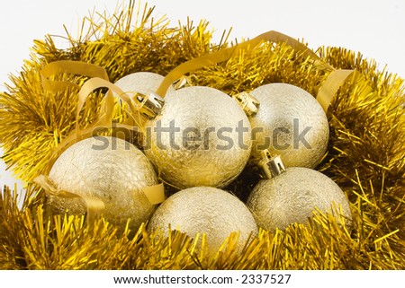 heap of gold christmas balls