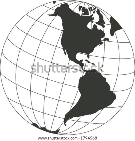 Vector map of the world on the globe