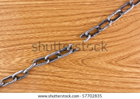Wooden background texture with broken chain