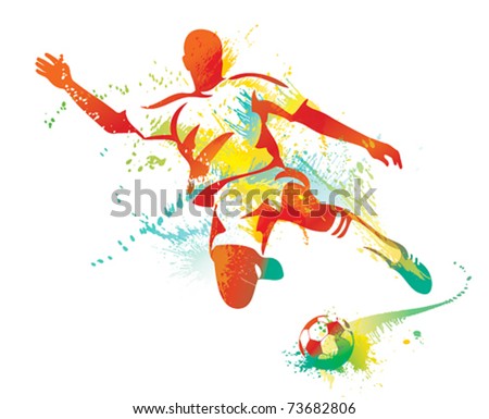 Soccer Player Kicks The Ball. Vector Illustration. - 73682806 ...