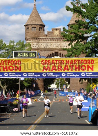 Finish line at the Hartford Marathon, Hartford, CT, October 13, 2007