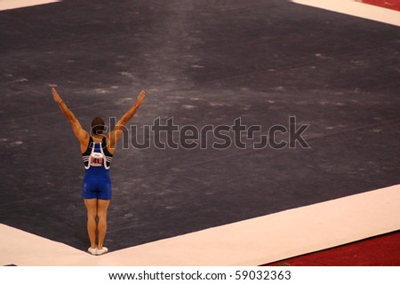 HARTFORD; CT - AUGUST 13: Gymnast Danell Leyva performs on floor exercise during the men\'s competition at the VISA Gymnastics Championships in on August 13, 2010 in Hartford, CT.