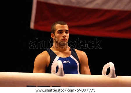 HARTFORD; CT - AUGUST 13: Gymnast Danell Leyva performs on the pommel horse during the men's competition at the VISA Gymnastics Championships in Hartford; CT on August 13, 2010.