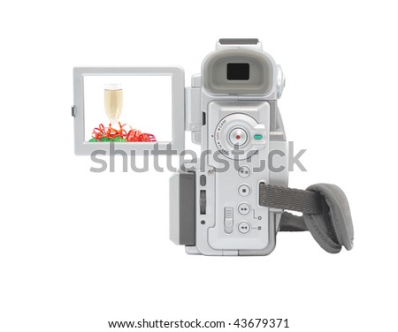 Digital camcorder isolated on white background. Isolated object.