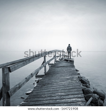 Similar – Foto Bild Einsame Holzbrücke Brücke