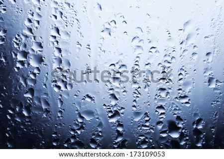 Water drops on the window glass in the rain