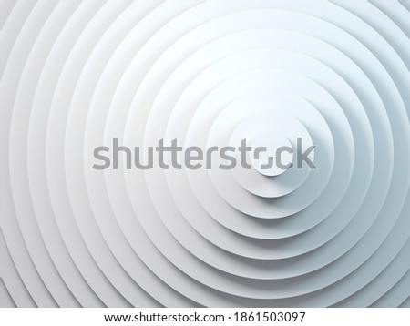 Abstract geometric background with white concentric circles installation, 3d rendering illustration  Photo stock © 