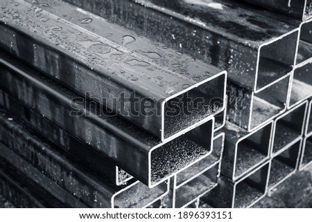 Similar – Image, Stock Photo Stacked up, rusty metal barrels are reflected in puddle