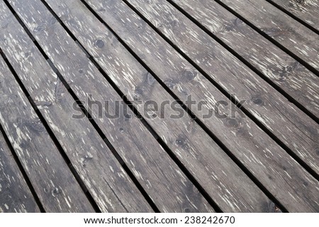 Brown wet wooden pier floor background texture with perspective effect