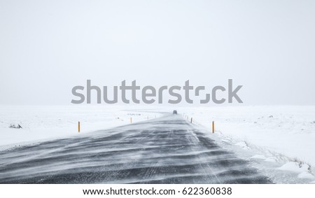 Similar – Image, Stock Photo Snowy road in Iceland