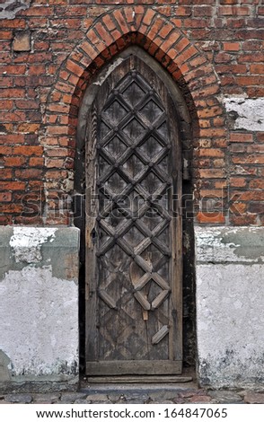 Gothic door in the city of Gdansk, Poland.
