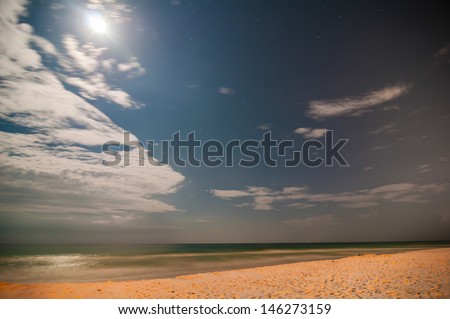 night scenes at the florida beach with super moon brightness