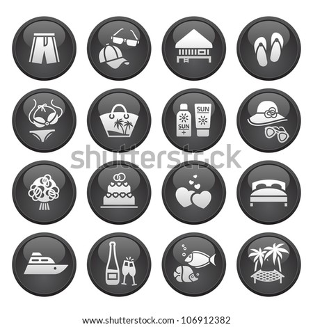 Vacation, Travel & Recreation, icons set