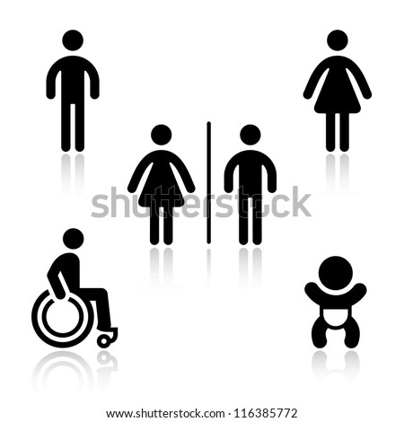 Toilet Black Set Pictogram Stock Vector Illustration 116385772 ...