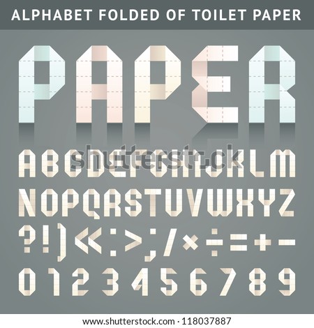 Vector Images Illustrations And Cliparts Letters Folded Of Perforated Toilet Paper Roman Alphabet A B C D E F G H I J K L M N O P Q R