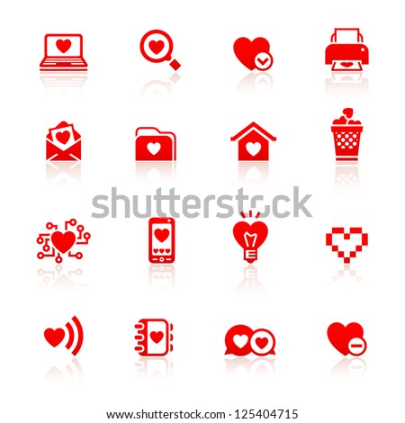 Set valentine's day red symbols, vector illustration