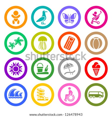 Tourism, Recreation & Vacation, icons set. Sport, Travel. Vector illustration