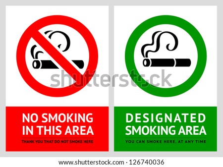 No smoking and Smoking area labels - Set 7, vector illustration