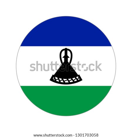 Flag of Lesotho. Circular icon on white background, vector illustration.