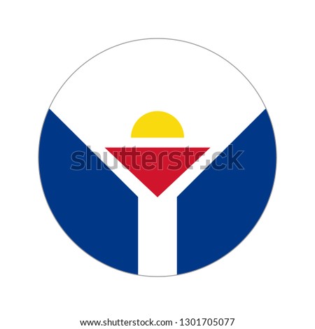 Flag of Saint-Martin. Circular icon on white background, vector illustration.