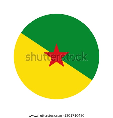 Flag of French Guiana. Circular icon on white background, vector illustration.