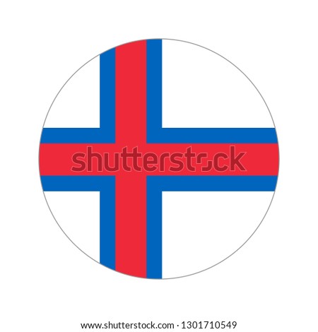 Flag of Faroe Islands. Circular icon on white background, vector illustration.