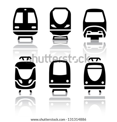 Set of transport icons - Train and Tram, vector illustration