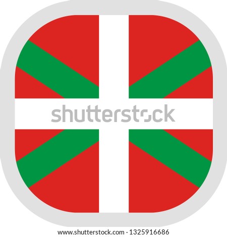 Flag of Basque Autonomous Community. Rounded square icon on white background, vector illustration.