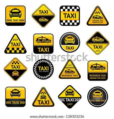 Taxi set buttons, vector illustration 10eps