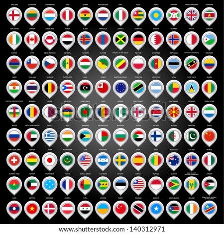 108 Map marker with flags. Vector illustration 10eps