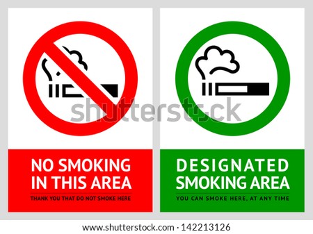 No smoking and Smoking area labels - Set 10. Rasterized versions (copy of the vector)