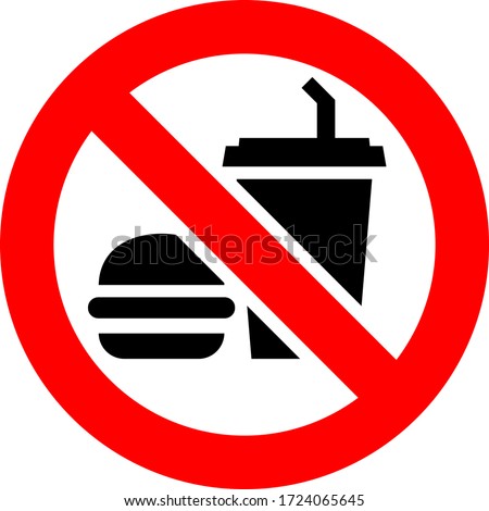 No food and drink forbidden sign, modern round sticker, vector illustration