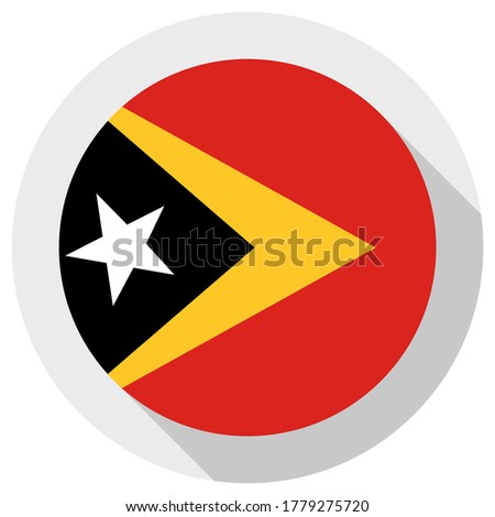 Flag of East Timor, round shape icon on white background, vector illustration
