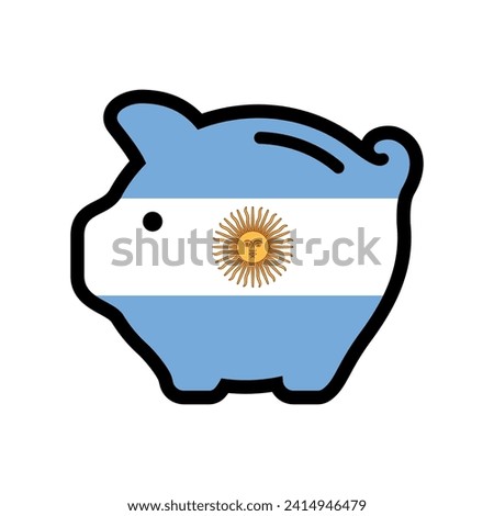 Flag of Argentina, piggy bank icon, vector symbol.