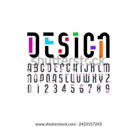 Design font, trendy modern alphabet, original letters and numbers.