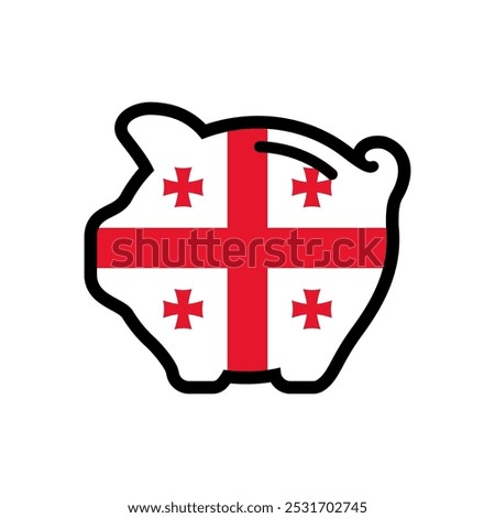 Flag of Georgia, piggy bank icon, vector symbol.