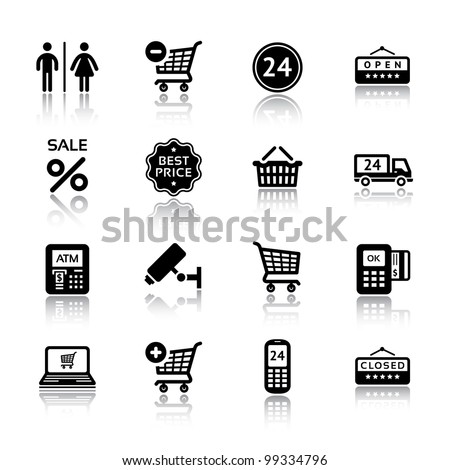 Set pictogram supermarket services, Shopping Icons