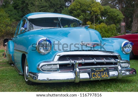 SAN FRANCISCO - SEPTEMBER 29: A 1952 Chevrolet Bel Air is on display during the 2012 Jimmy\'s Old Car Picnic in Golden Gate Park in San Francisco on September 29, 2012