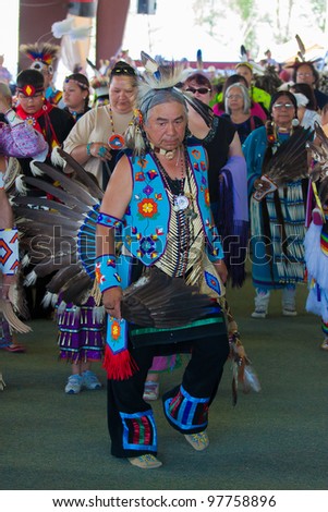 ARLEE, MONTANA - JULY 3: Native Americans perform tribal dances at the 113th Annual Arlee Celebration Powwow. July 3, 2011 in Arlee, Montana