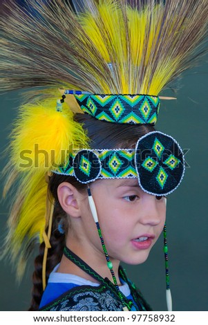 ARLEE, MONTANA - JULY 3: Unidentified Native American boy performs tribal dances at the 113th Annual Arlee Celebration Powwow. July 3, 2011 in Arlee, Montana