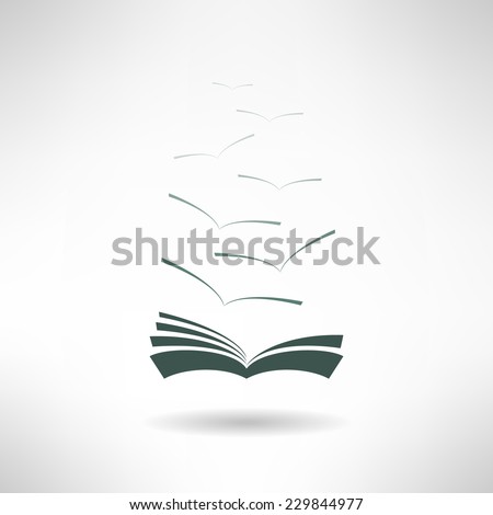 Book icon with seagulls made in modern flat design. Learning and library concept. Vector illustration